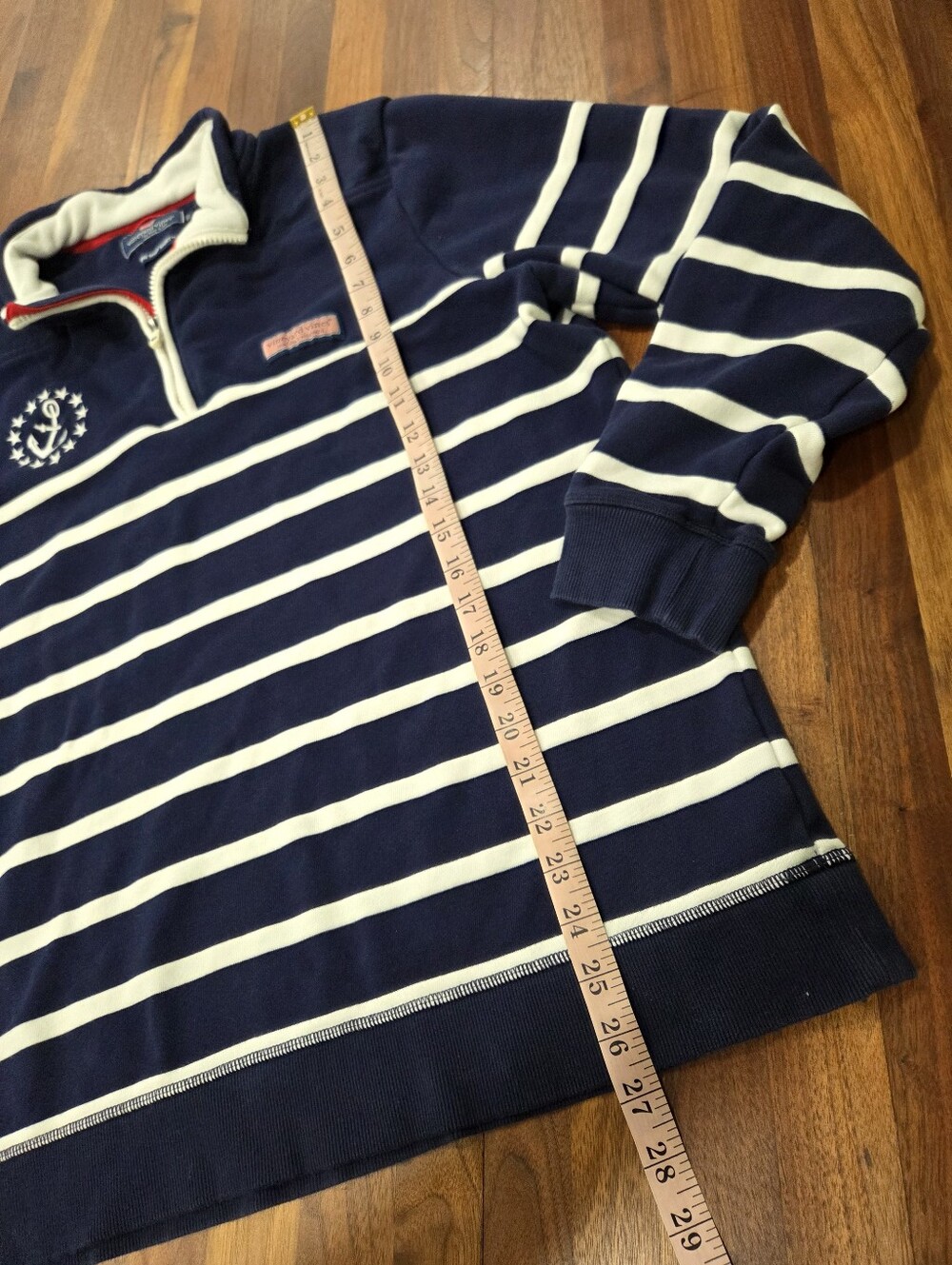 Vineyard Vines The Shep Shirt Nautical Striped Quarter-Zip Pullover Large - Picture 4 of 8